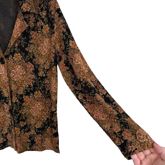 Chico's Women Floral Jacket Size 2 (US Large/12) Dark Romantic Fall Fairy Grunge - Picture 2 of 5
